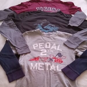 Lot Of 3 Boys Long Sleeve Tees - Gray, Red, and Black